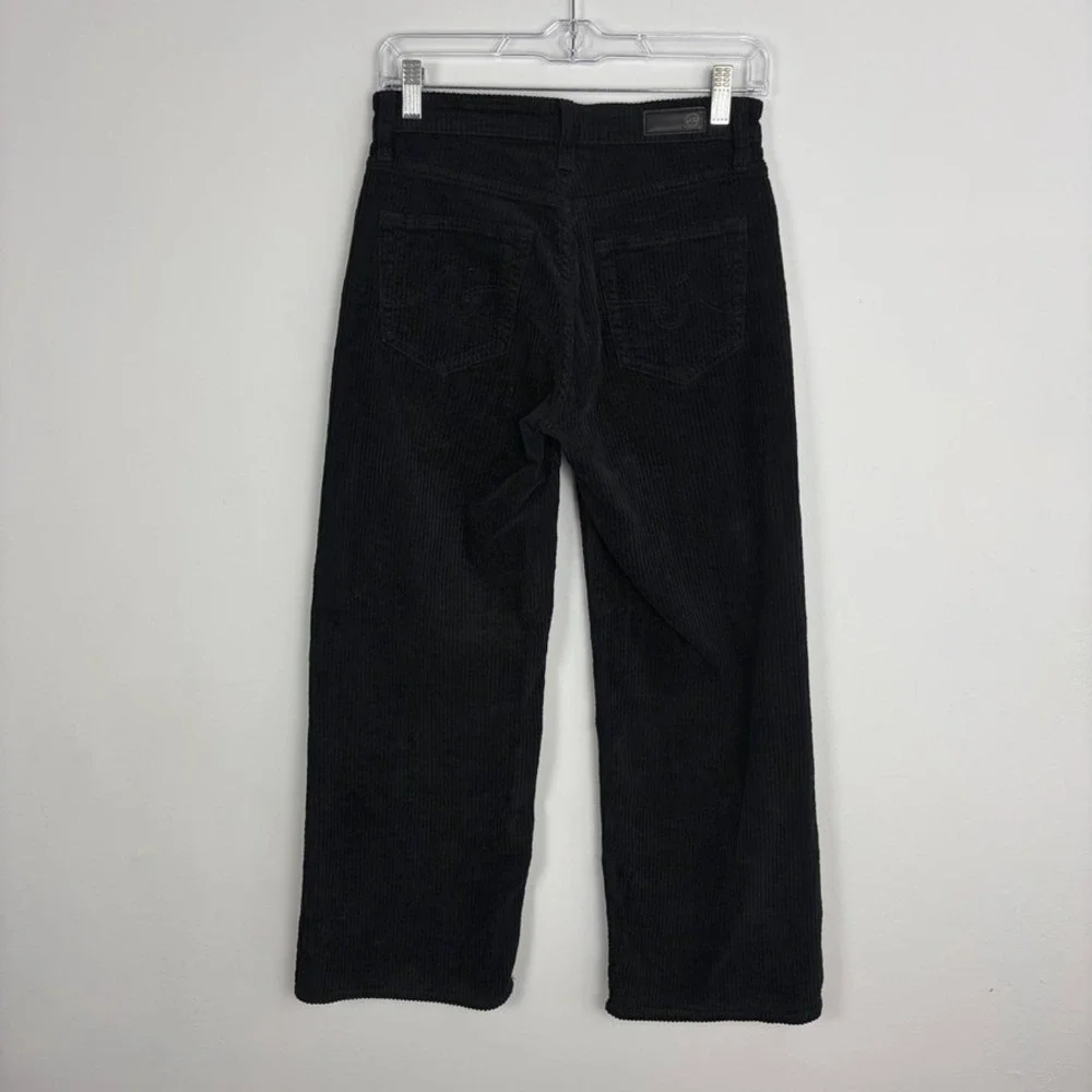 AG Cherise Crop Wide Leg Corduroy Jeans Super Black Mid Rise Plush Size 24